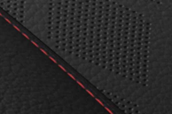 Asientos en vinipiel con perforaciones y costuras en color rojo de Chevrolet Captiva Black Edition